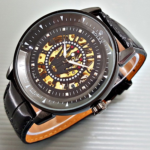 jual jam tangan pria rolex skeleton big size leather jual jam tangan pria rolex skeleton big size leather