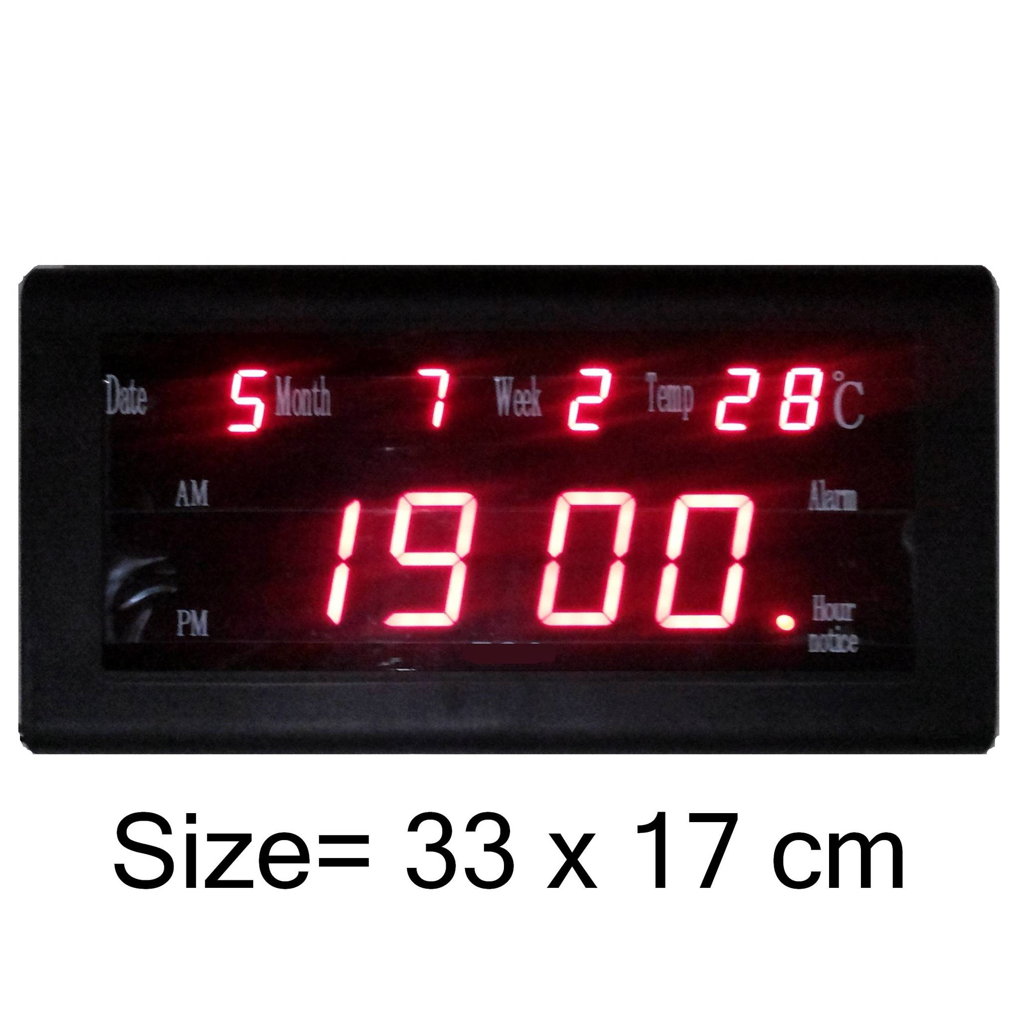 Jual Jam Dinding Digital LED Digital Ukuran Besar 33 cm x 17 cm +Themometer -