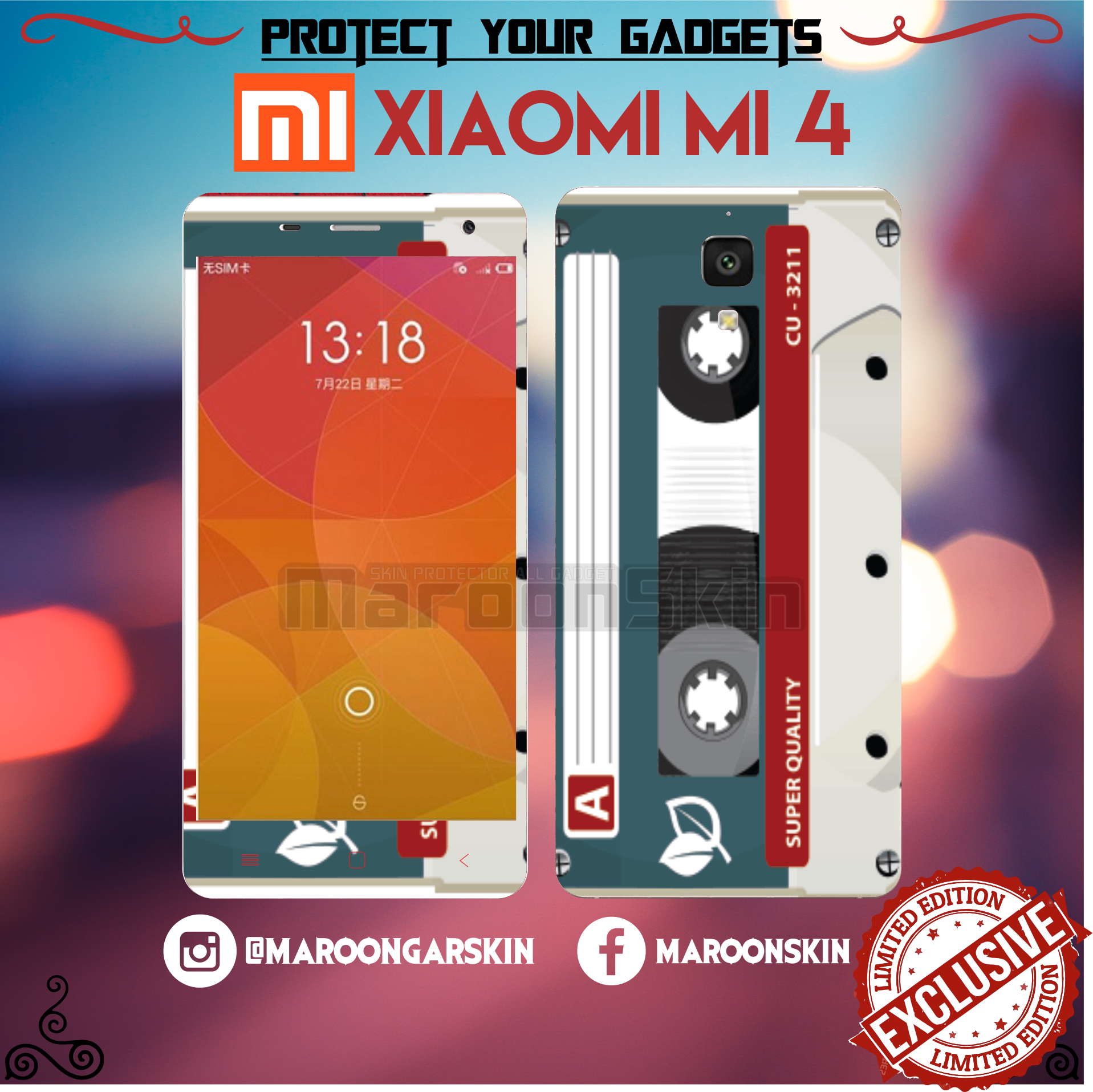 jual garskin xiaomi mi 4 mi4 motif kaset maroonskin jual garskin xiaomi mi 4 mi4 motif kaset maroonskin