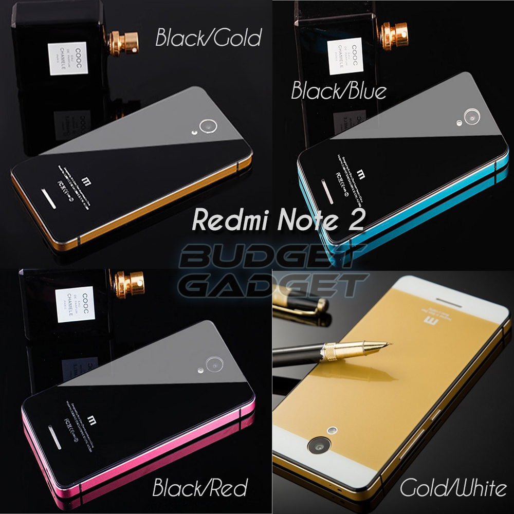 Jual Aluminium Tempered Glass Case for Xiaomi Redmi Note 2 (iPhone Style) - BudgetGadget