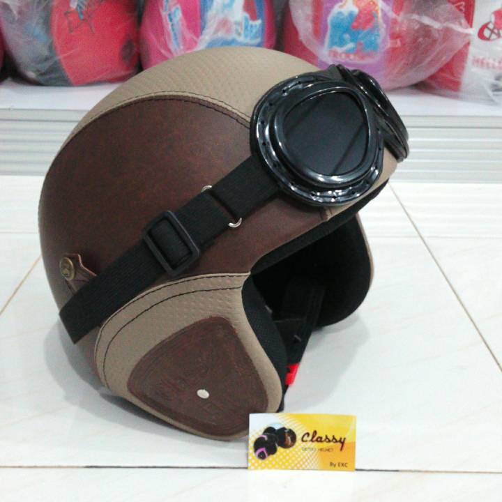 Harga Helm Retro Klasik Kulit Kacamata