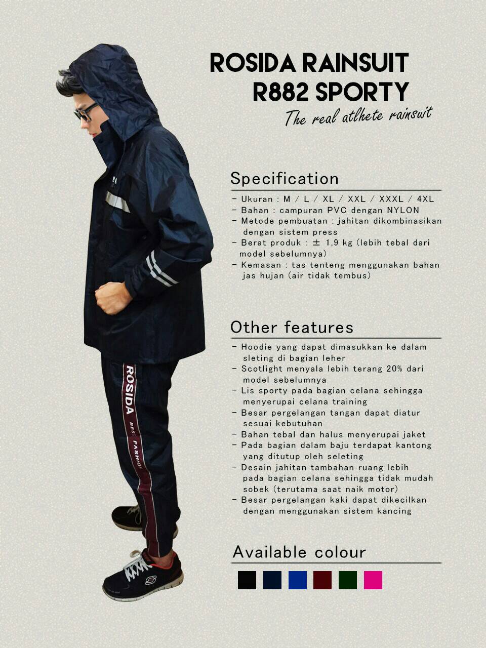 Harga Jas Hujan Rosida Sporty 882 Best Fashion 2016
