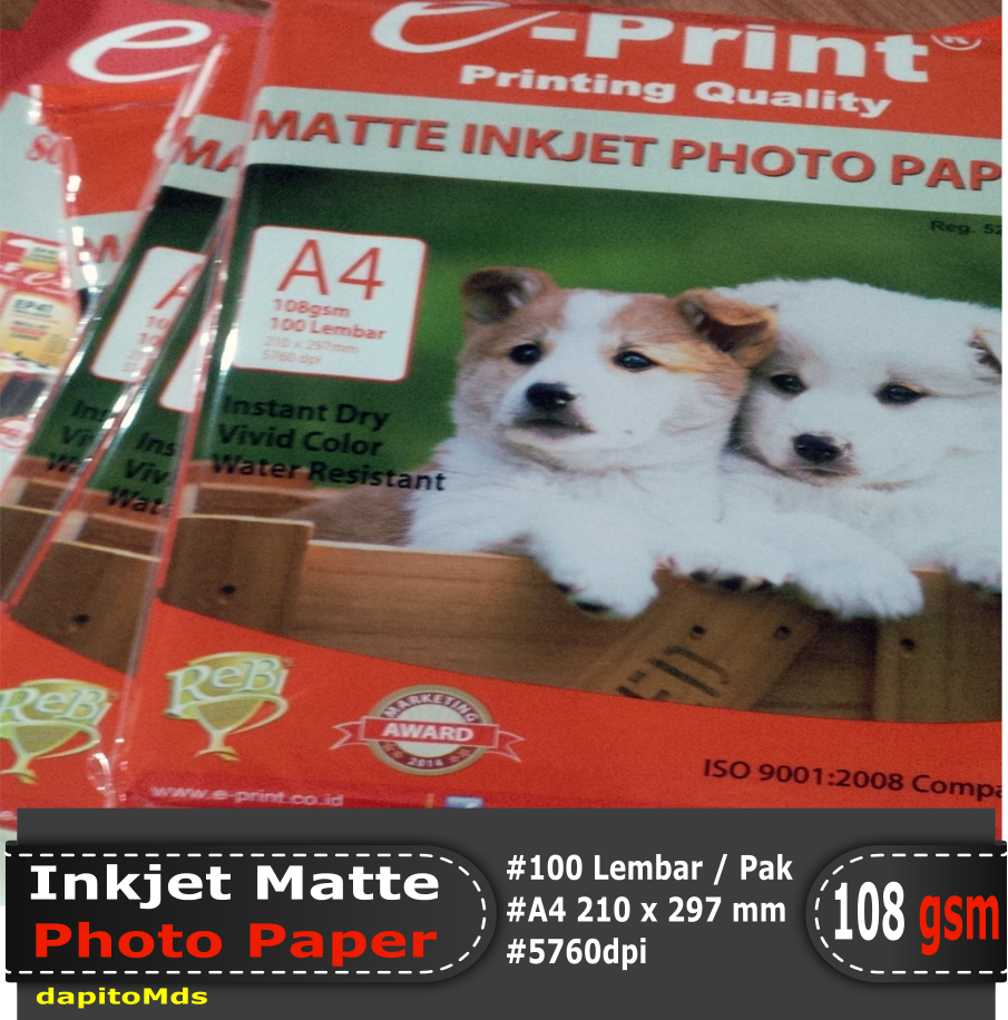 jual e print matte inkjet photo paper kertas 108 gsm a4 jual e print matte inkjet photo paper kertas 108 gsm a4