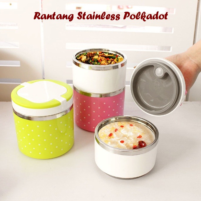 jual rantang stainless 3 susun polkadot tahan panas jual rantang stainless 3 susun polkadot tahan panas
