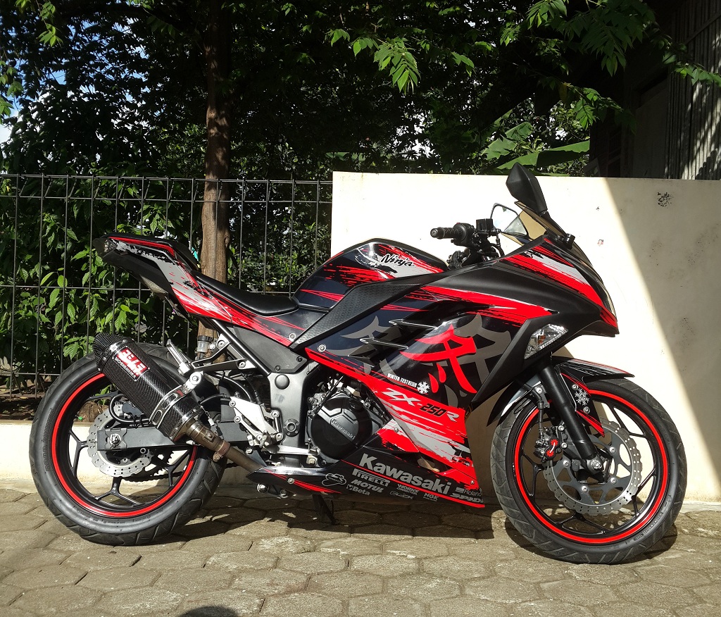 Jual Decal Modifikasi Ninja 250 FI Motif WINTER Merah PROSTIKER