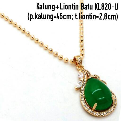 jual kl820 ij kalung liontin batu hijau perhiasan lapis emas gold milandry butik jual kl820 ij kalung liontin batu hijau perhiasan lapis emas gold milandry butik