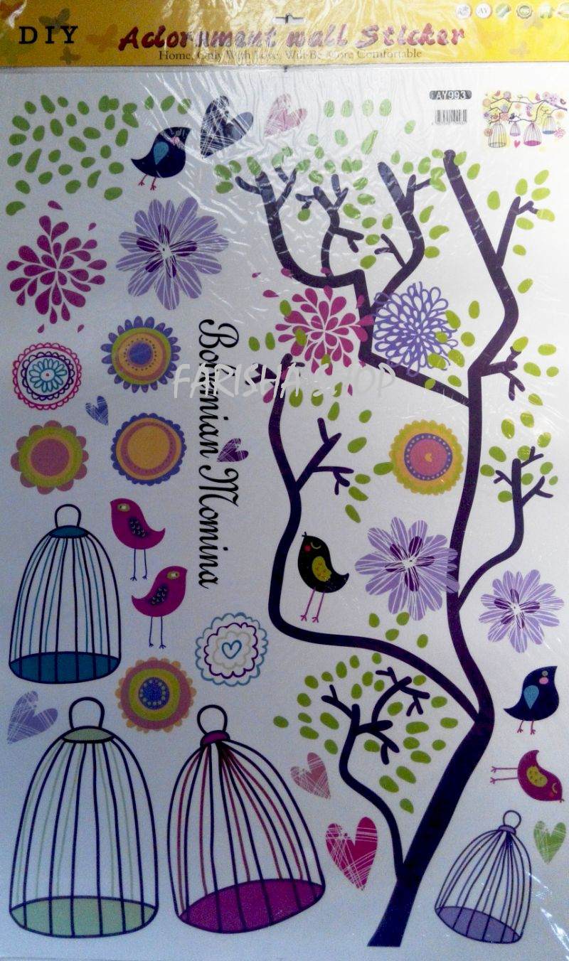 jual colorful bird cage ay993 stiker dinding wall jual colorful bird cage ay993 stiker dinding wall