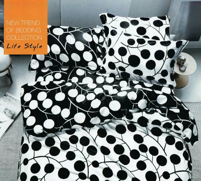 jual sprei katun jepang bulat hitam putih jual sprei katun jepang bulat hitam putih