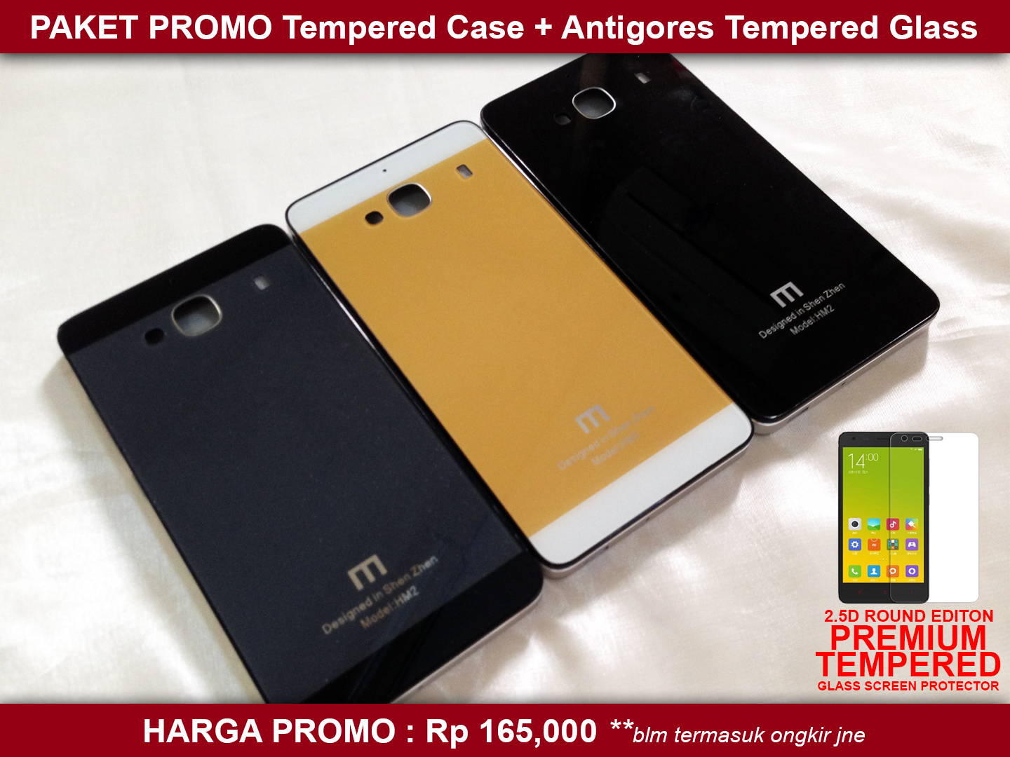 jual paket promo xiaomi redmi 2 tempered cover antigores jual paket promo xiaomi redmi 2 tempered cover antigores