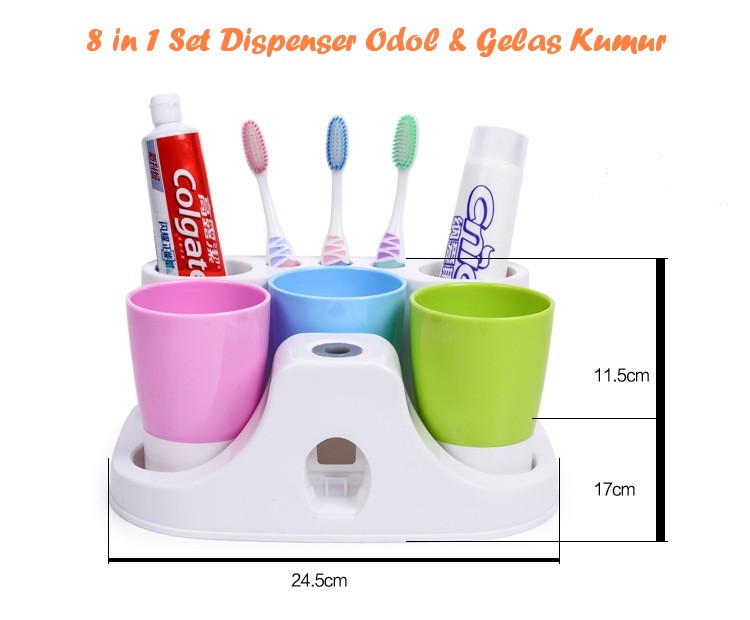 jual 8in1 set dispenser odol gelas kumur family set jual 8in1 set dispenser odol gelas kumur family set