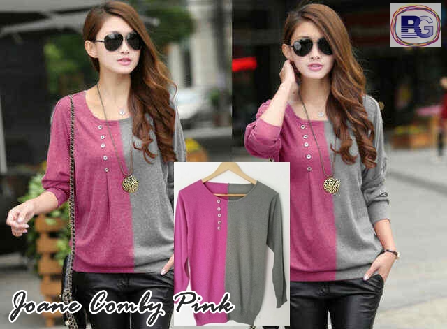 jual joane comby pink baju rajut korea bale grosir jual joane comby pink baju rajut korea bale grosir