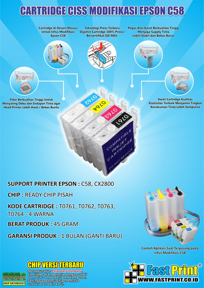 jual fast print cartridge ciss epson c58 1 set fast print indonesia jual fast print cartridge ciss epson c58 1 set fast print indonesia