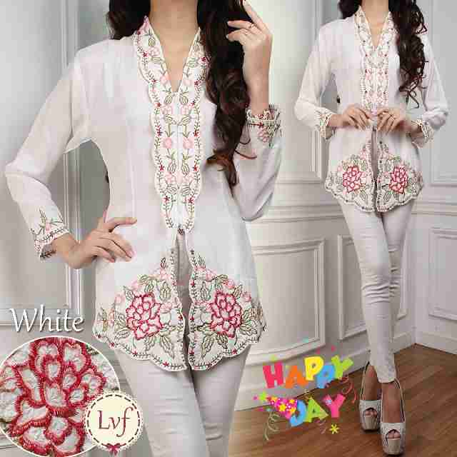 Kebaya Putih Bahan Silk Bordir jual blouse kebaya bordir kebaya bordir putih Kebaya Putih Bahan Silk Bordir jual blouse kebaya bordir kebaya bordir putih