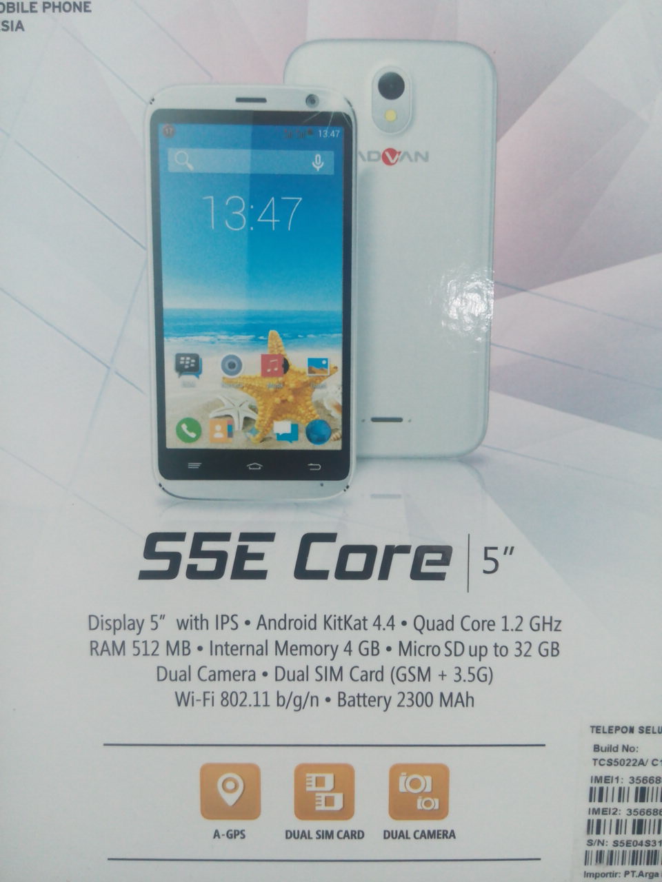 jual advan s5e 5 quot ips quadcore kitkat ram 512mb jual advan s5e 5 quot ips quadcore kitkat ram 512mb