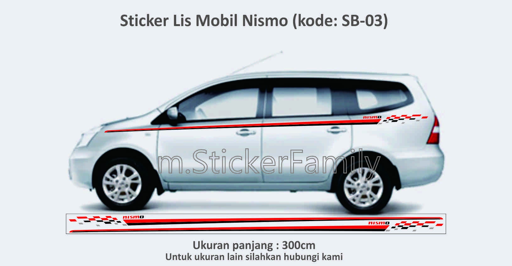 Jual Sticker Cutting List Body Mobil Nismo Side Stripe Sb 03