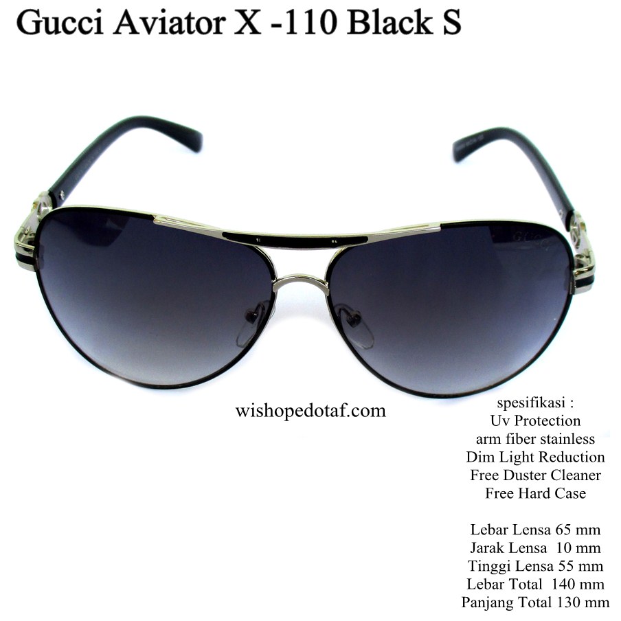jual kacamata sunglasses gucci aviator 110 black s jual kacamata sunglasses gucci aviator 110 black s