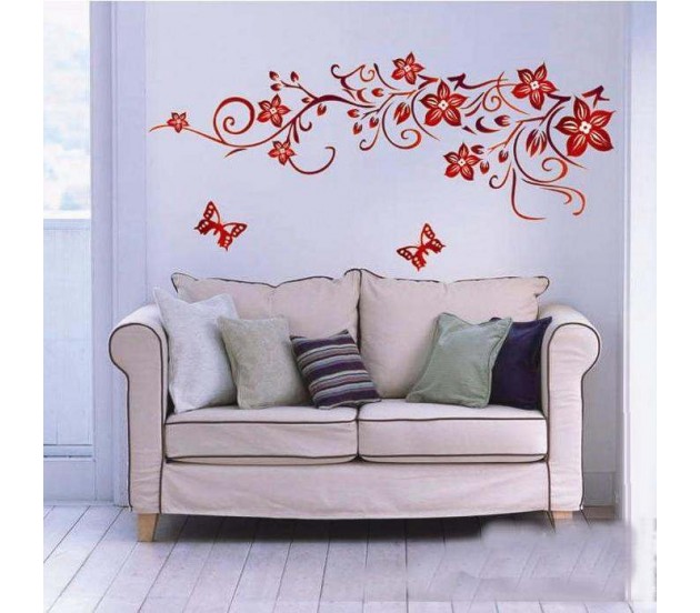jual brown flower vine wall sticker transparant qiew jual brown flower vine wall sticker transparant qiew