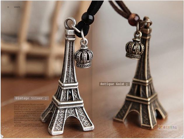 jual kalung fashion eiffel tower leather chain silly jual kalung fashion eiffel tower leather chain silly
