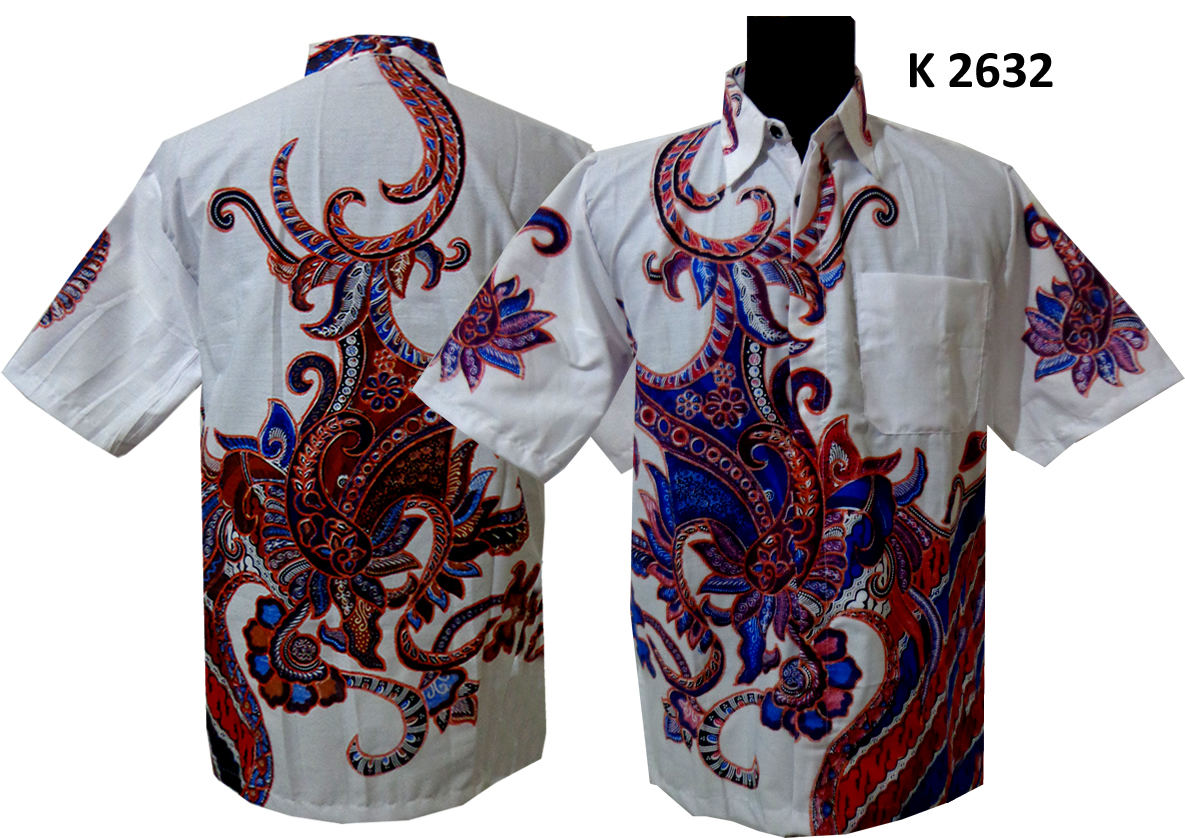 Jual Kemeja Batik Katun Halus Dasar Putih Motif Print Warna Batik Code Batik Modern jual kemeja batik katun halus dasar putih motif print warna batik code batik modern