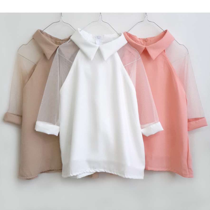 jual blus blouse atasan wanita lengan tile transparan jual blus blouse atasan wanita lengan tile transparan