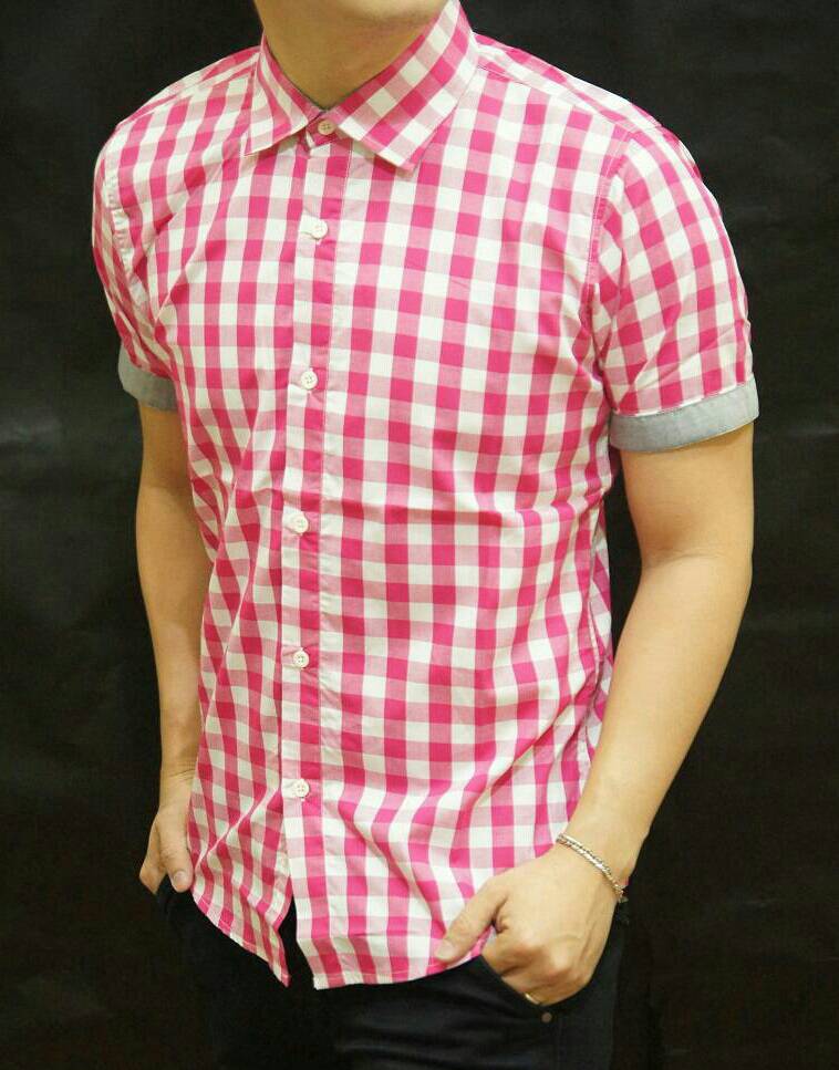 jual kemeja fashion slim fit kendo kotak merah muda pink jual kemeja fashion slim fit kendo kotak merah muda pink