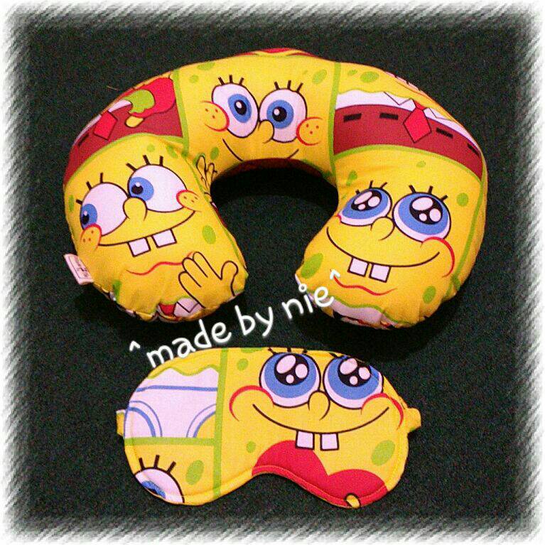 jual bantal leher travel neck pillow kain katun handmade spongebob photo nie olshop jual bantal leher travel neck pillow kain katun handmade spongebob photo nie olshop