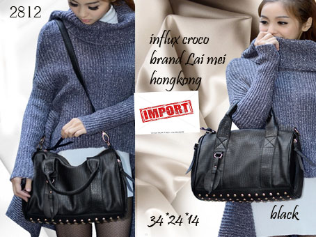 jual tas import 2812 rivet croco black asiana distributor jual tas import 2812 rivet croco black asiana distributor