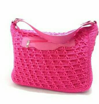 ... Tas rajut jogja pinepe pink fanta 39 34 13 cm Tas rajut