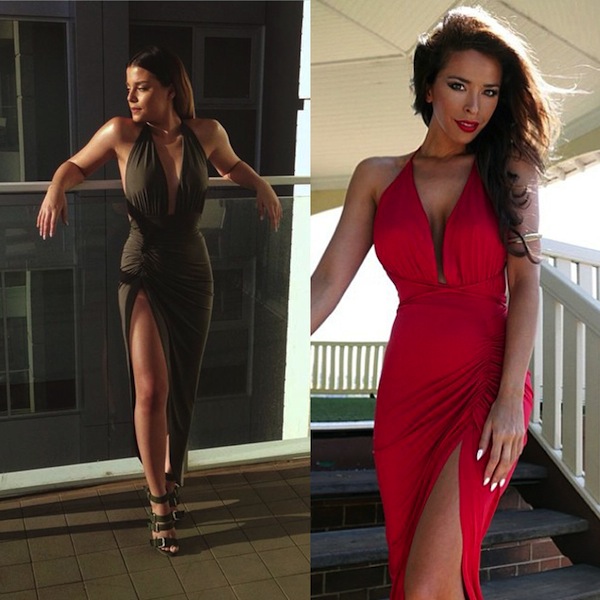 jual dress merah v neck stretch halter belah jual dress merah v neck stretch halter belah