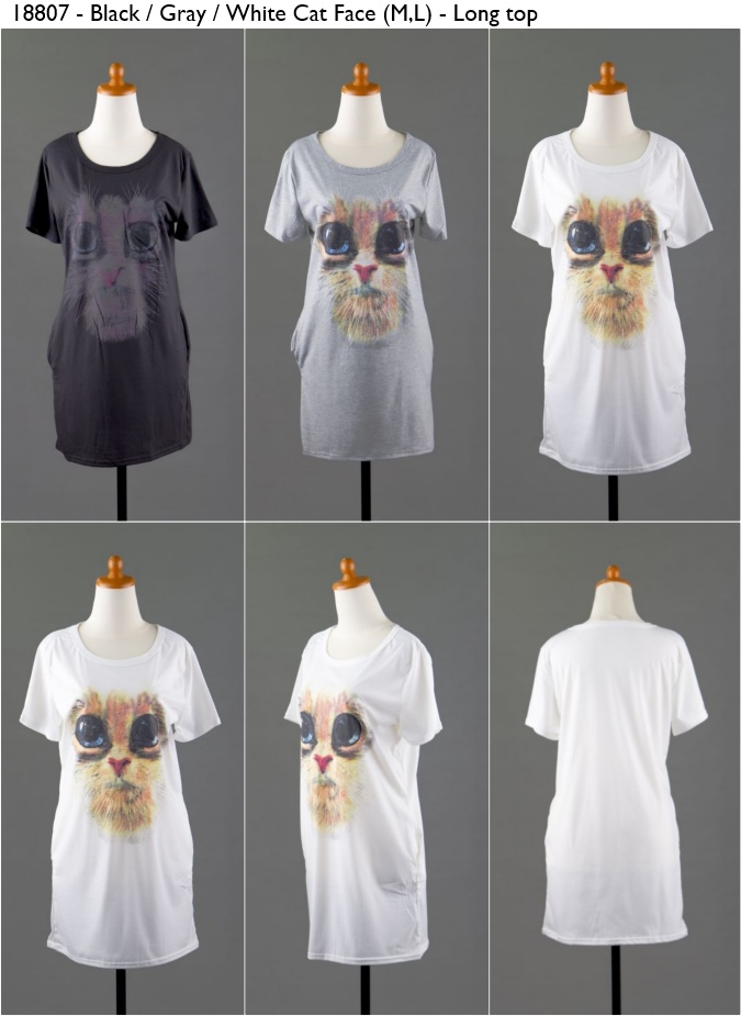 jual white black gray cat m l top or dress jual white black gray cat m l top or dress