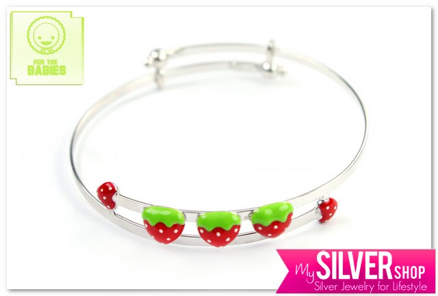 jual gelang tangan bayi strawberry silver 925 berlapis jual gelang tangan bayi strawberry silver 925 berlapis