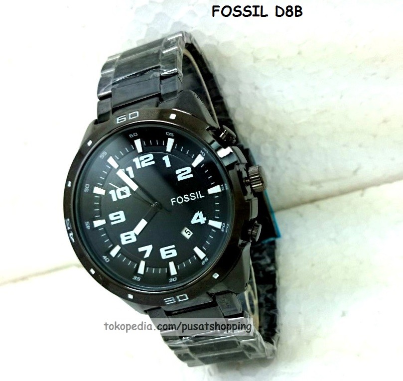 jual jam tangan fossil d8 cowo steinless black hitam jual jam tangan fossil d8 cowo steinless black hitam