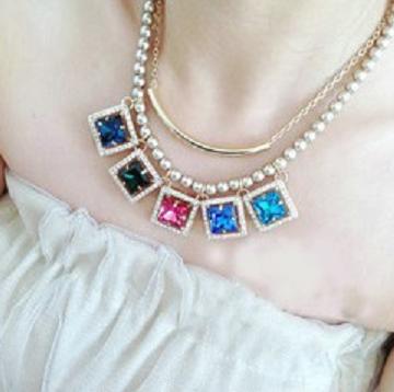 jual kalung mutiara liontin 5 bujursangkar warna jual kalung mutiara liontin 5 bujursangkar warna