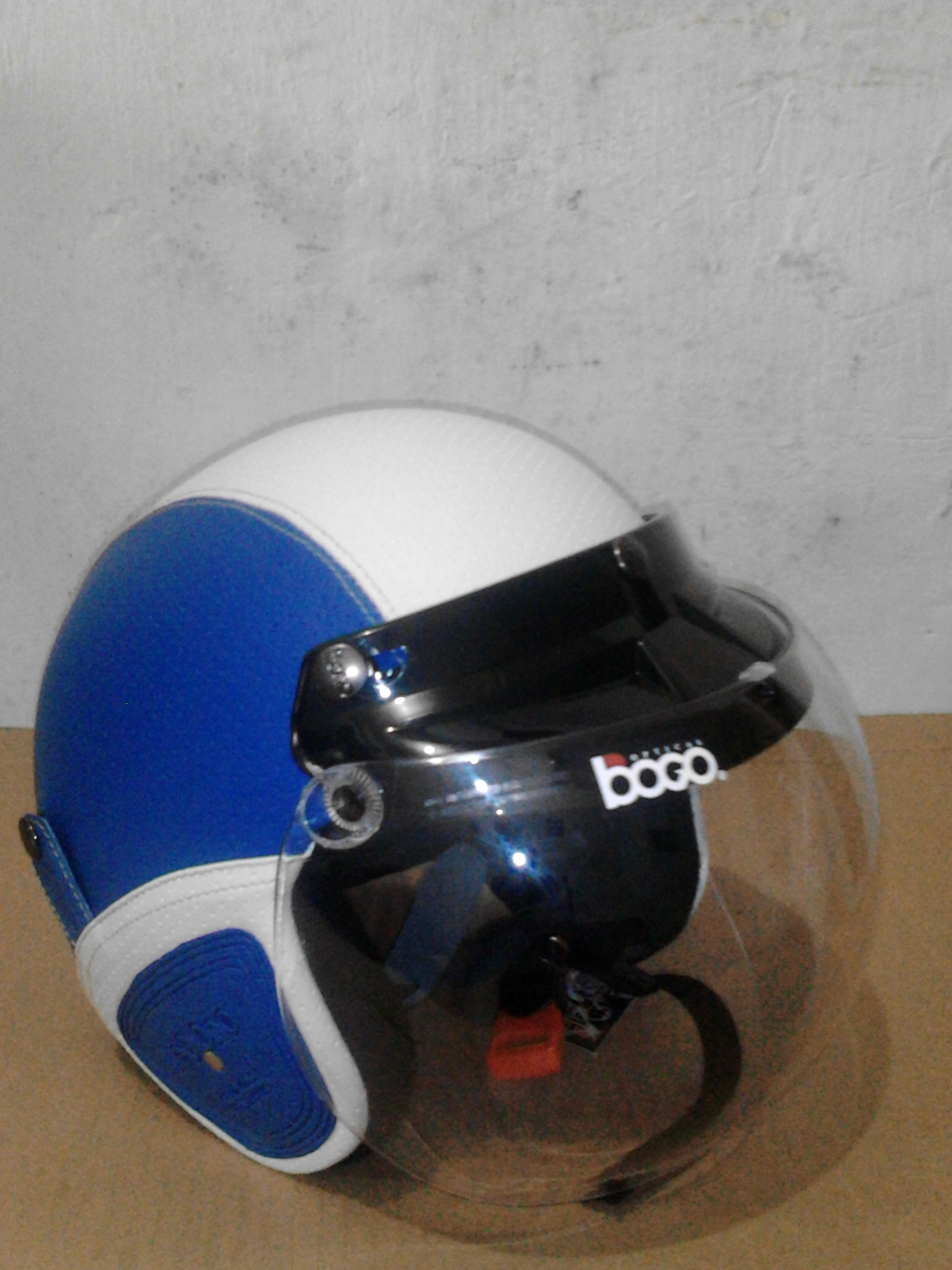 jual helm retro bogo kulit biru putih bumi helm jual helm retro bogo kulit biru putih bumi helm