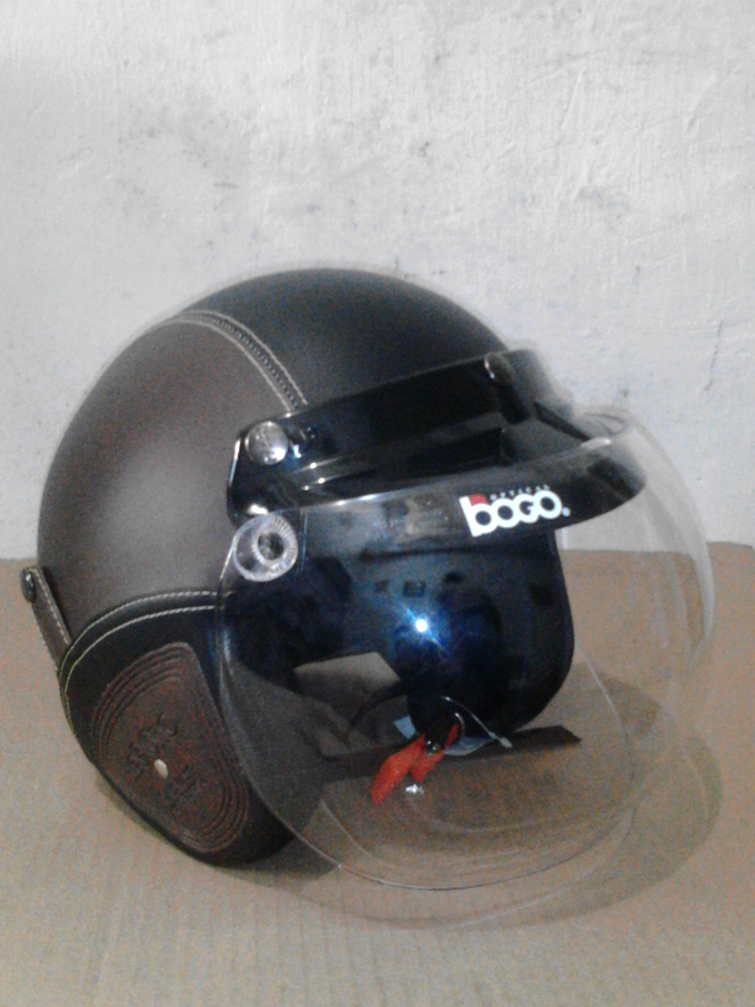Jual helm retro bogo full kulit coklat hitam - BUMI HELM