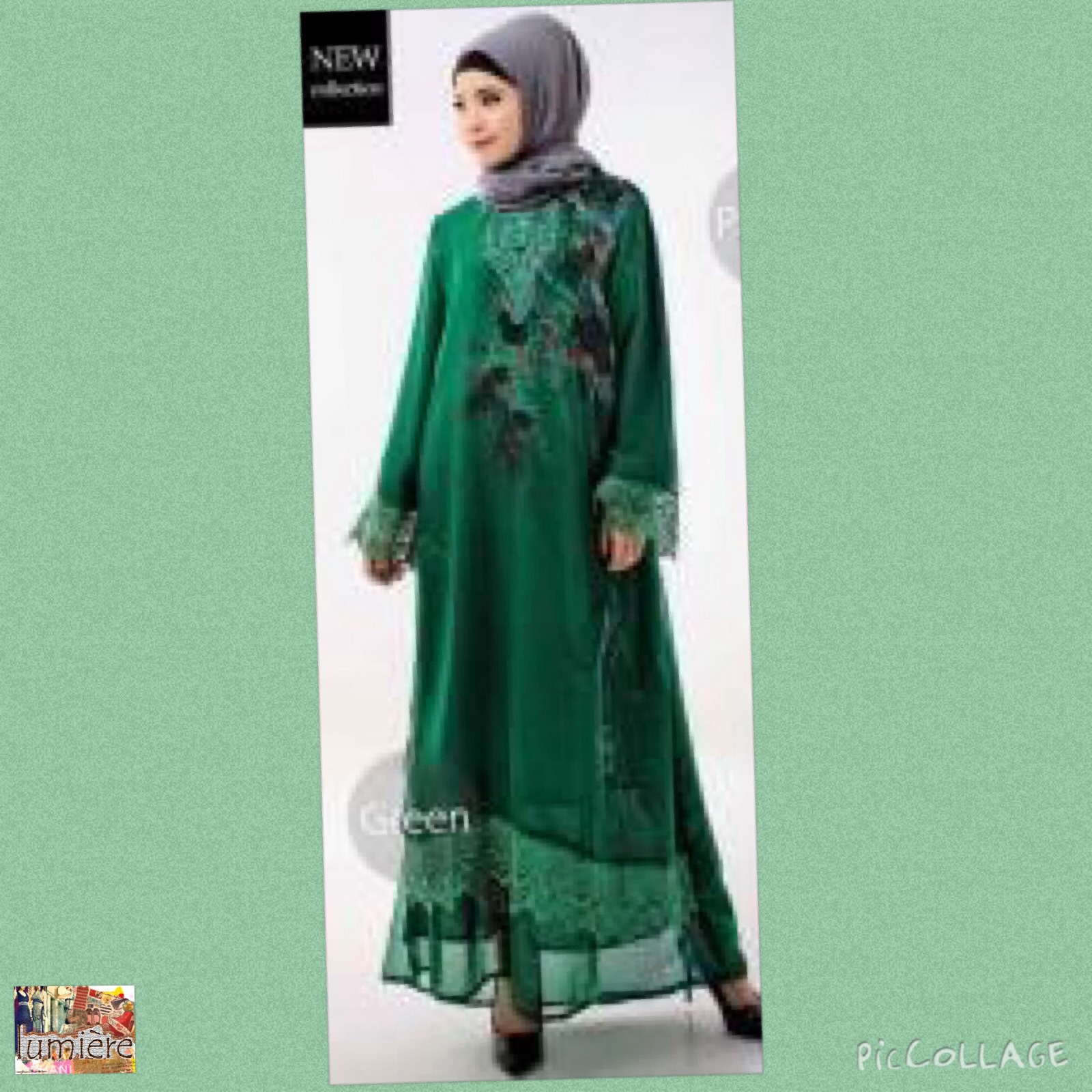 Baju Gamis Hijau Jual Baju Muslim Wanita Kaftan Gamis Tunik Sifon Furing Hijau XL