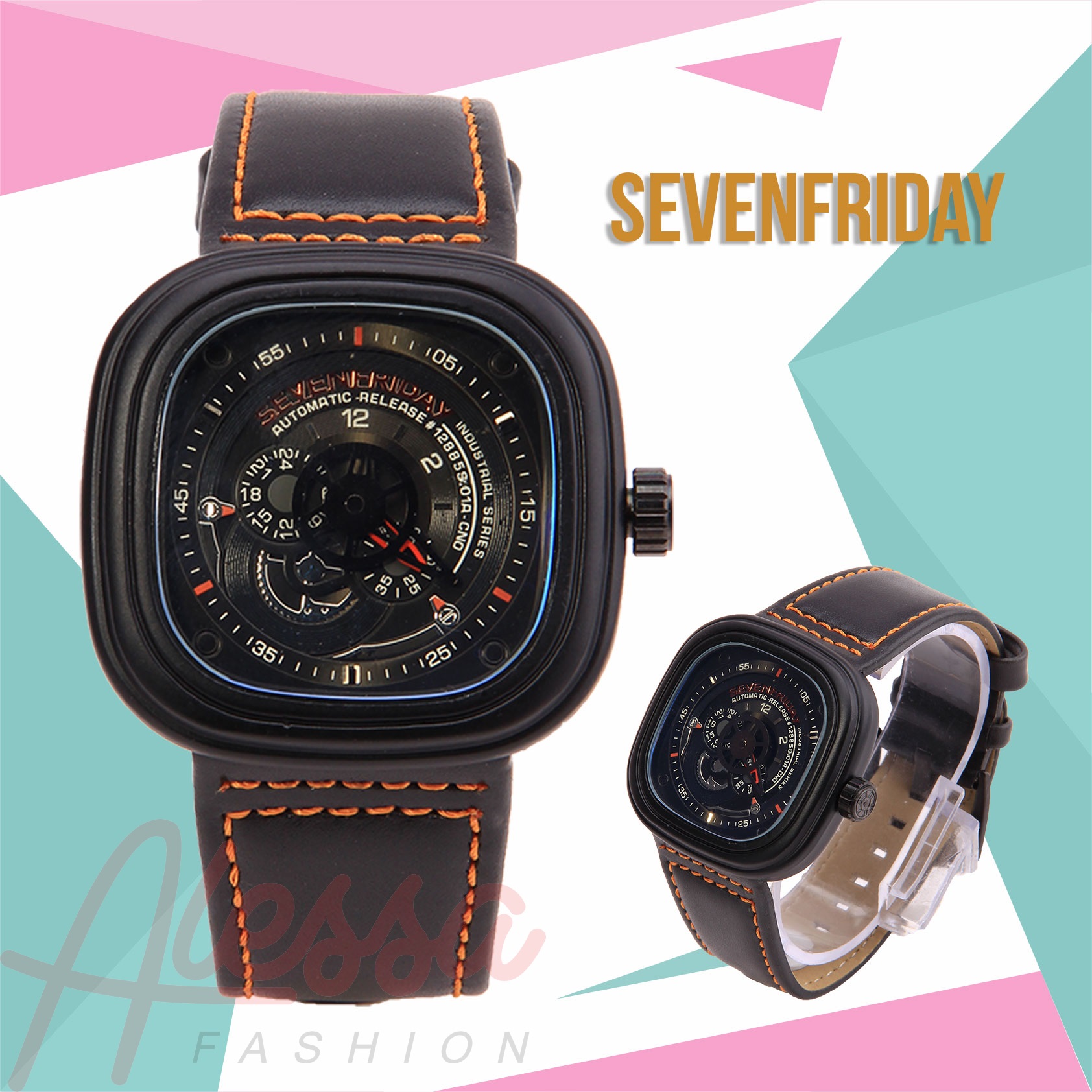 Jual Seven Friday Hitam Orange Jam Cowok Jam Kekinian Jual Seven Friday Hitam Orange Jam Cowok Jam Kekinian Jam Simple alessafashionID