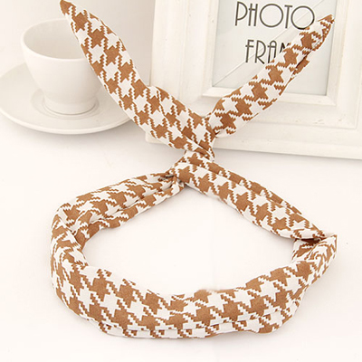 Bando Ikat Rambut Korea Telinga Kelinci Light Coffee Kha34509