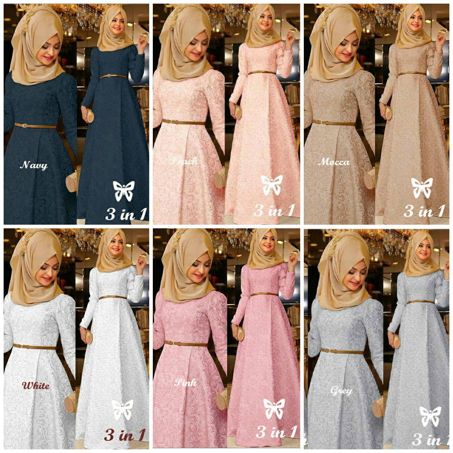 Harga Jual Baju Gamis Pesta Muslim Brukat Brokat Kombinasi Polos Jual Baju Gamis Wanita GAMIS MUSLIM ZAMIRAH 3in1 FIT TO XL