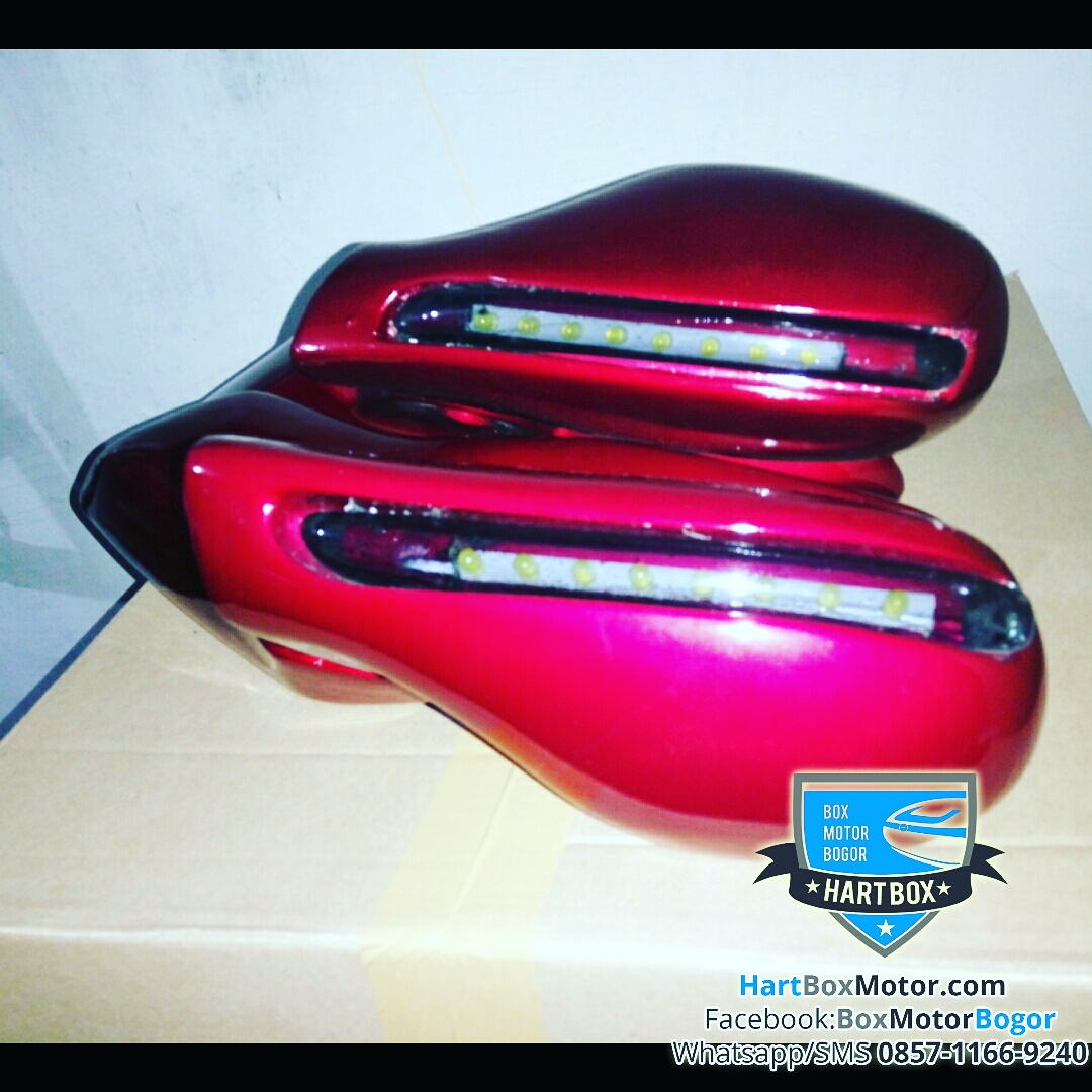 Jual Spion Lipat Yamaha NMAX Merah Lampu Led Strip Sein Kaca