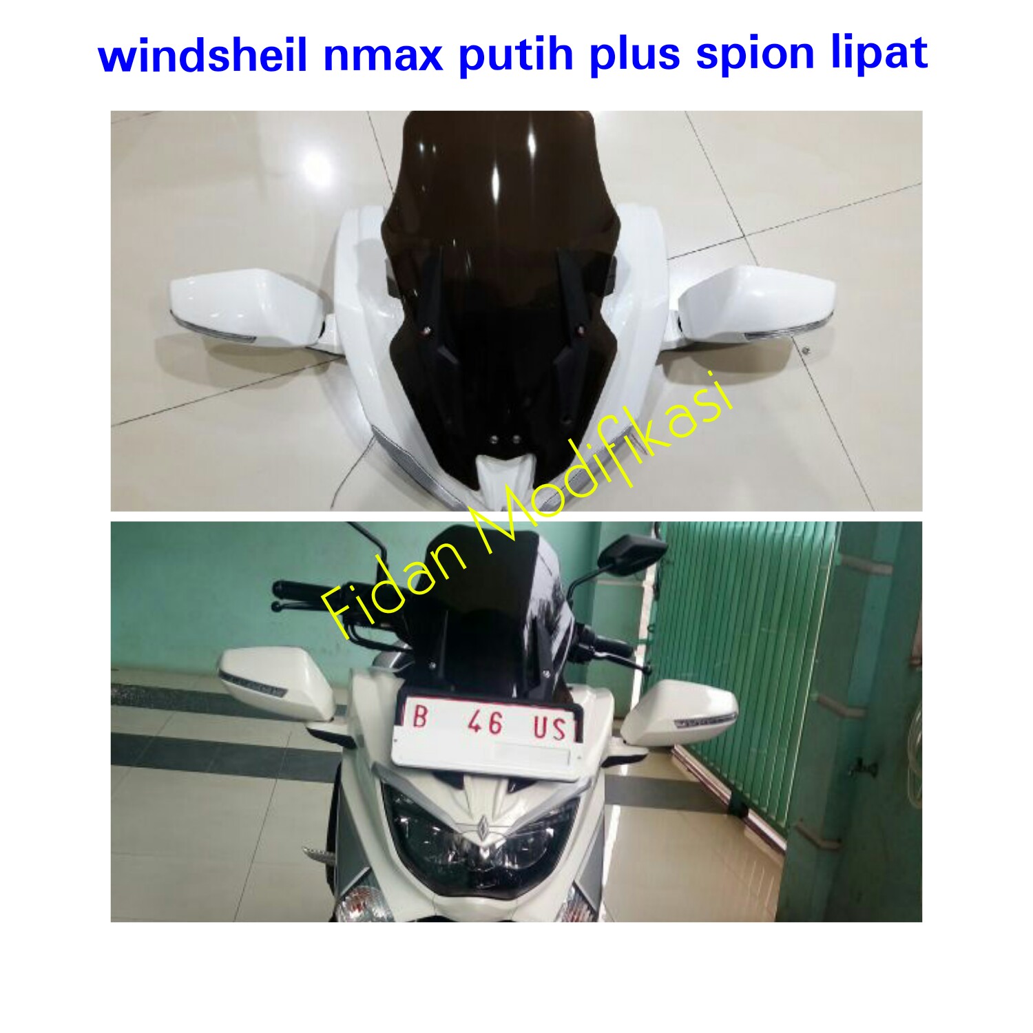 Jual Windsheil Nmax Putih Plus Spion Lipat Fidan Fiber