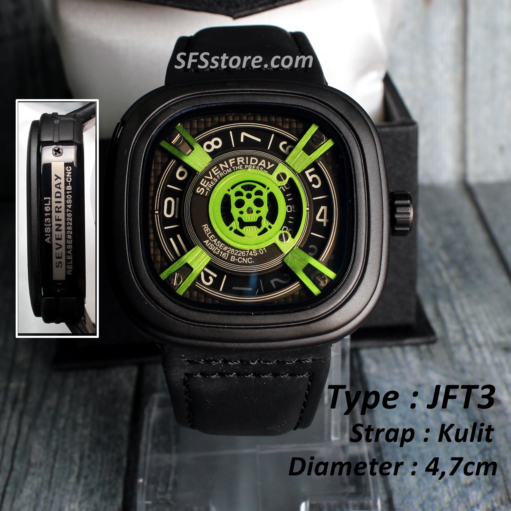 Jual Seven Friday Tengkorak Skull Neon Hijau Jam Tangan Pria JFT3 Jual Seven Friday Tengkorak Skull Neon Hijau Jam Tangan Pria JFT3 sfswendy