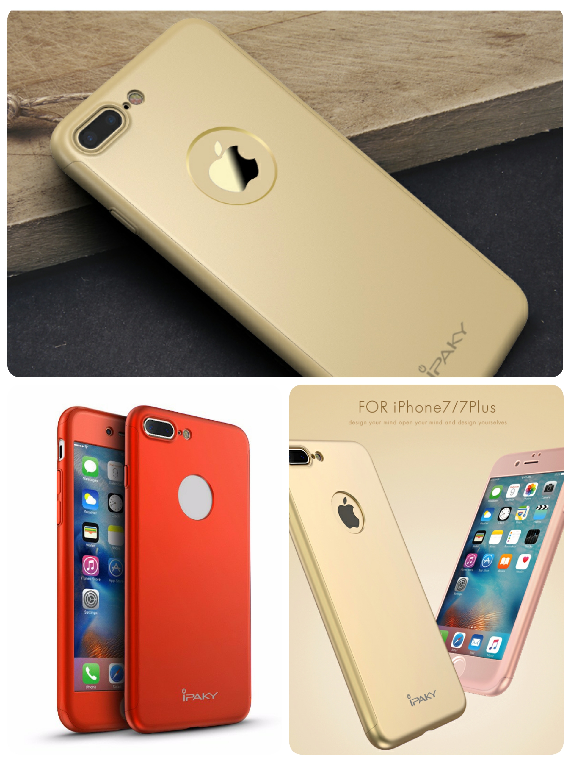 Case Ipaky iPhone 7 Plus / 7+ Full Body 360 Cover Hard Backcase Casing