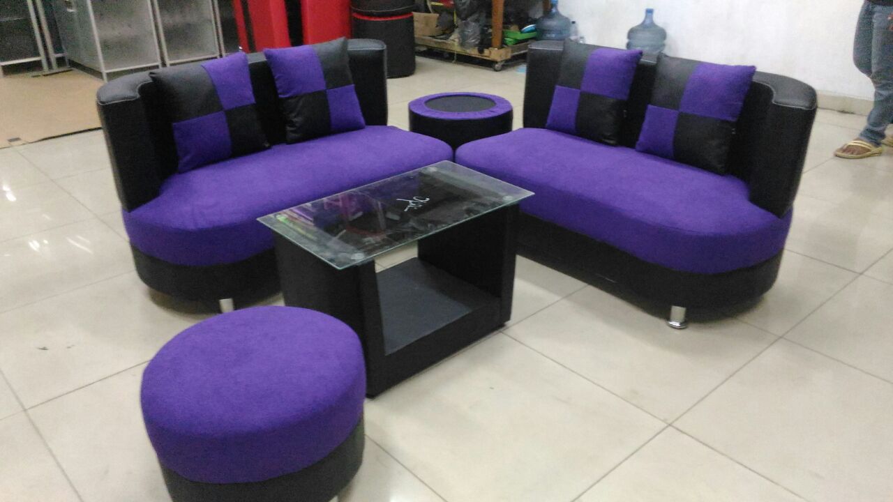 Jual Sofa Minimalis Ungu Hitam Sudut L Kursi Ruang Tamu Gratis