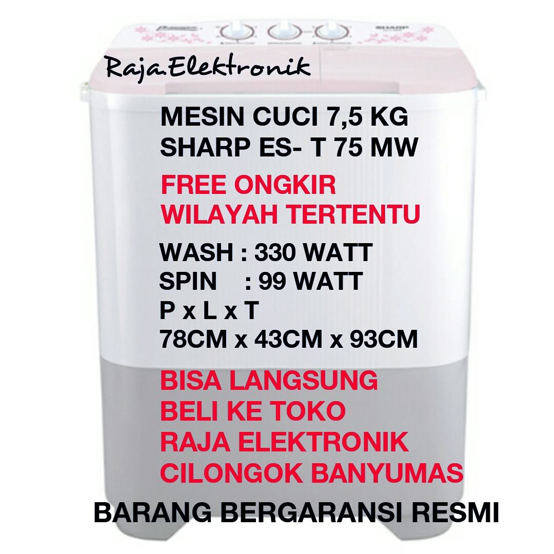 Jual Mesin Cuci Sharp Es T 75mw 75kg Puremagic 2 Tabung Fitur Aqua Aqw 78dd 1
