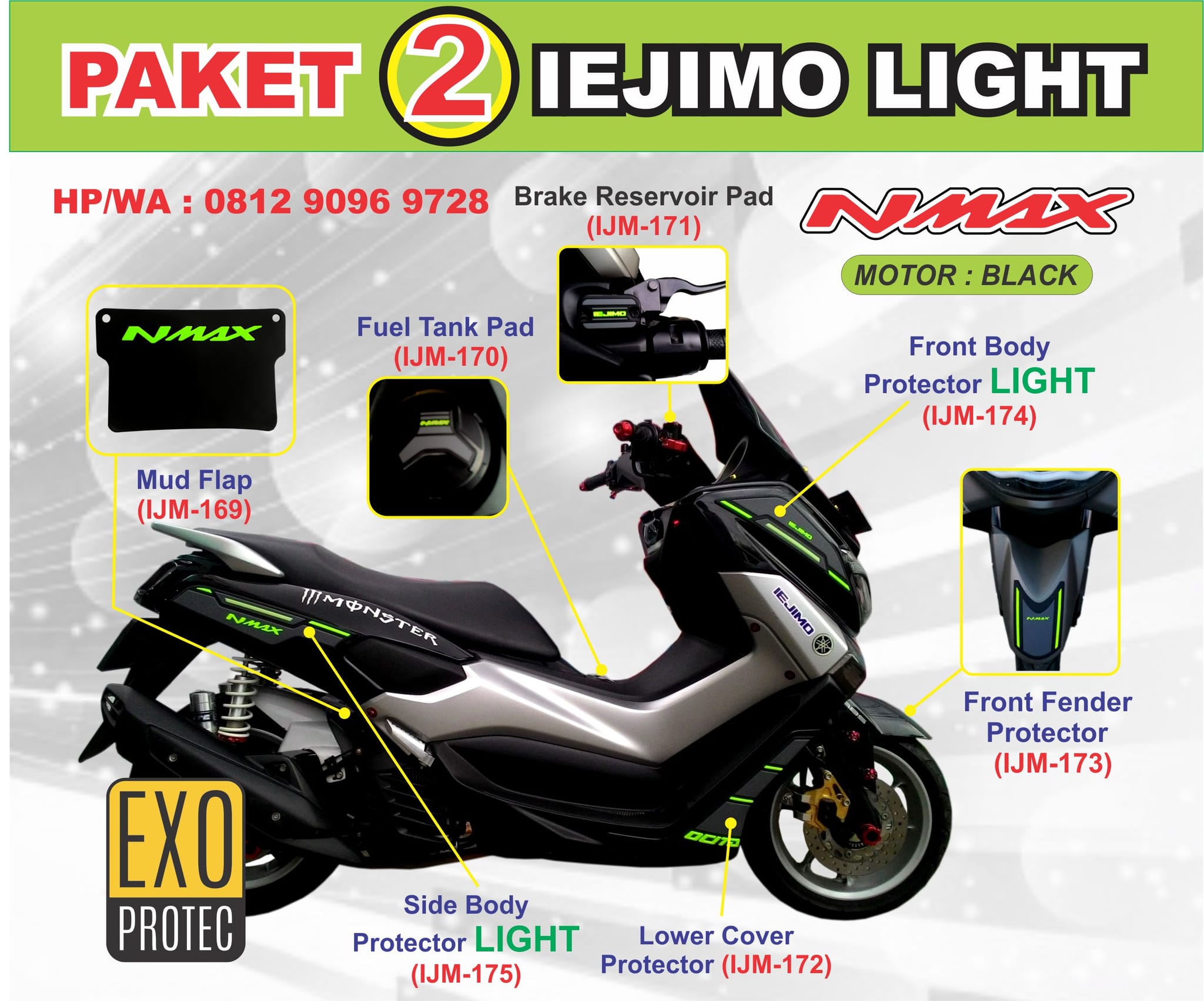 Jual AKSESORIS NMAX BODY PROTECTOR LIGHT STRIPING KARET NMAX
