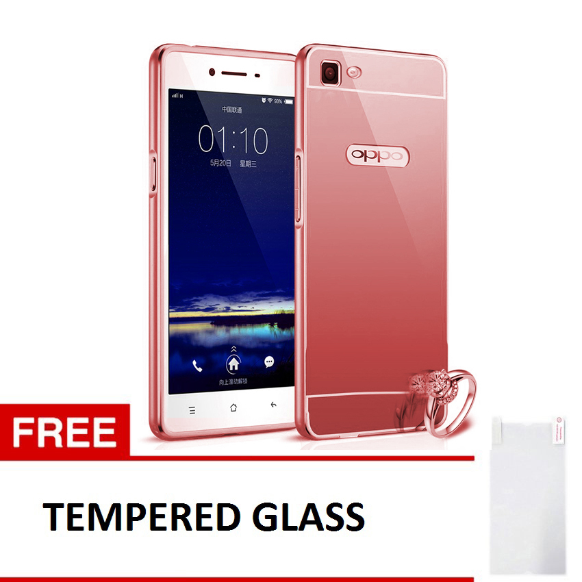Jual Case For Oppo R5 Bumper Slide Mirror - Rose Gold + Free Tempered Glass - canva shop | Tokopedia