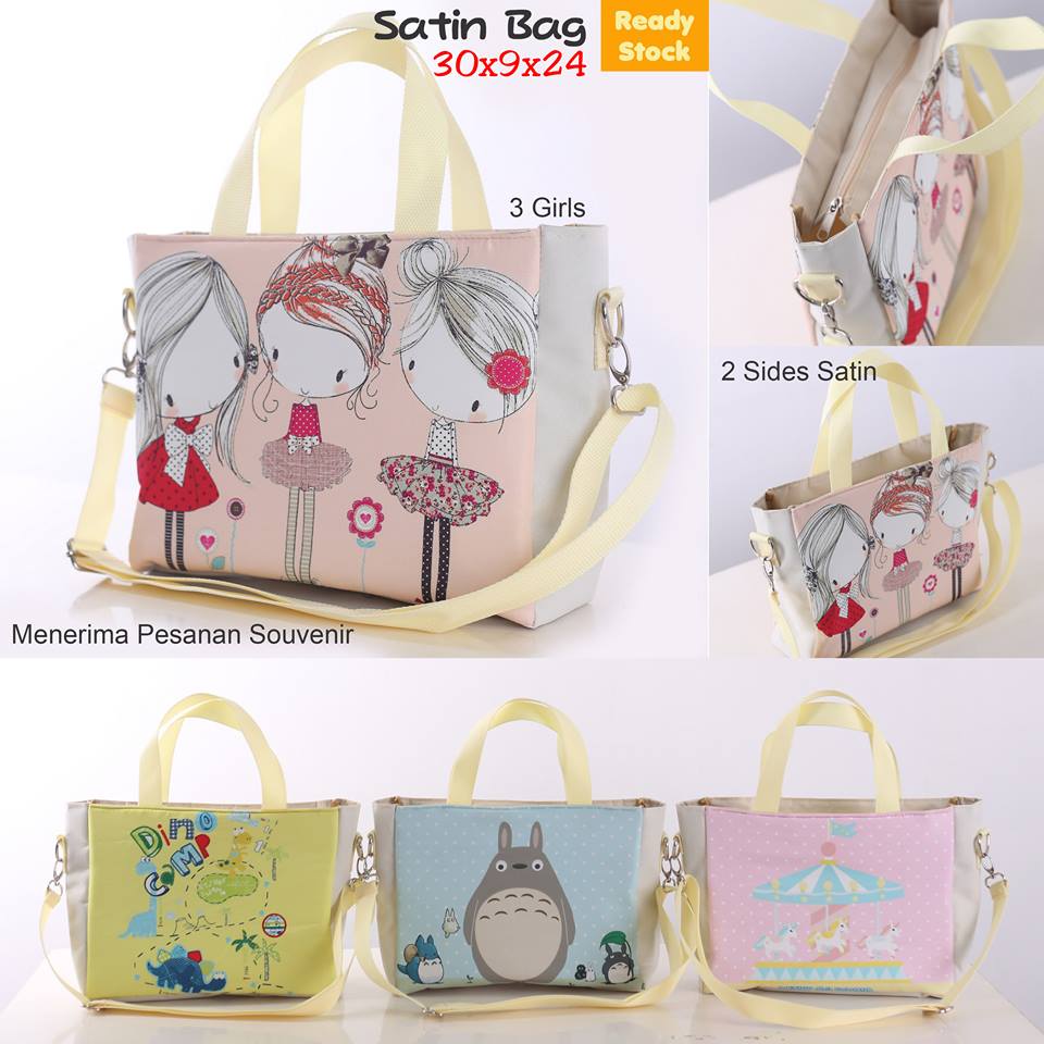 jual satin bag printed caroline wong tas gambar klasik jual satin bag printed caroline wong tas gambar klasik