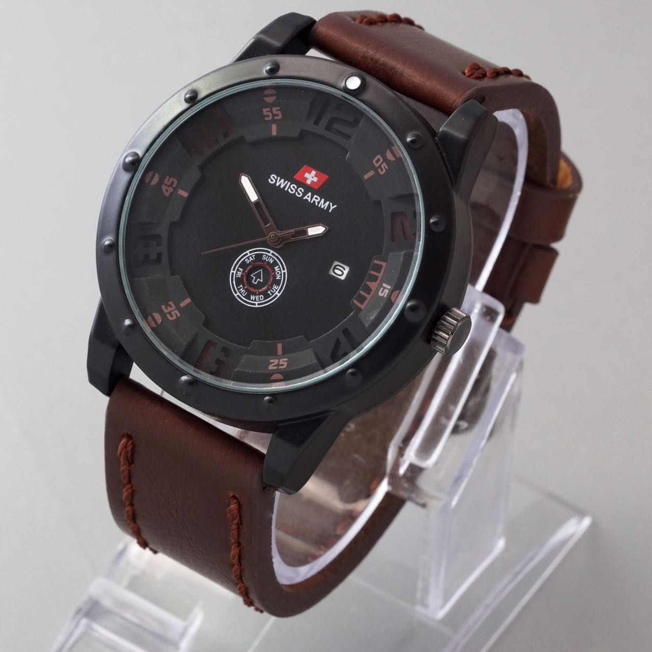 jual swiss army tanggal hari aktif tali kulit coklat tua jual swiss army tanggal hari aktif tali kulit coklat tua