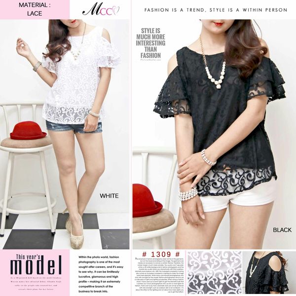 Xillie Brukat Cold Shoulder Blouse jual baju pakaian atasan wanita sabrina open shoulder big Xillie Brukat Cold Shoulder Blouse jual baju pakaian atasan wanita sabrina open shoulder big